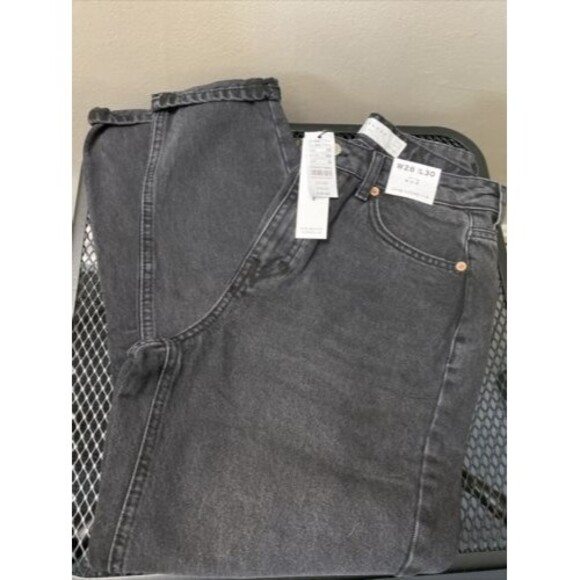 Topshop High Waisted Tapered Leg Mom Jeans in Black Womens Size 28W 30L NWT - Picture 1 of 5